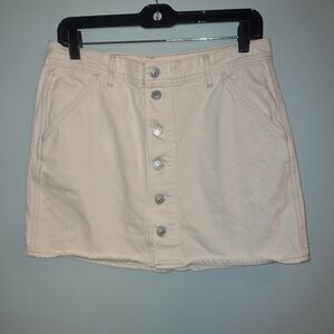 Levi's Off White Denim Button Down Mini Skirt